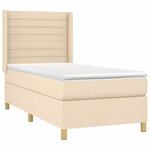 vidaXL Sommier à lattes de lit matelas et LED Crème 90x190 cm Tissu