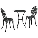 vidaXL Ensemble bistro de jardin 3 Pièces Noir Aluminium