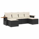 vidaXL Salon de jardin 6 Pièces avec coussins noir résine tressée