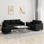 vidaXL Ensemble de canapés 3 Pièces avec coussins noir tissu