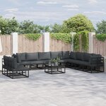 vidaXL Ensemble de canapé de jardin 10 Pièces Noir 353 x 283 x 71 cm