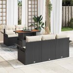 vidaXL Ensemble de canapé de jardin avec coussin 6 Pièces Noir et crème