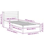 vidaXL Cadre de lit Marron cire 100 x 210 cm Bois massif en pin
