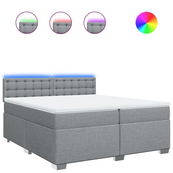 vidaXL Sommier à lattes de lit avec matelas Gris clair 200x200cm Tissu