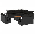 vidaXL Salon de jardin 12 Pièces avec coussins noir résine tressée