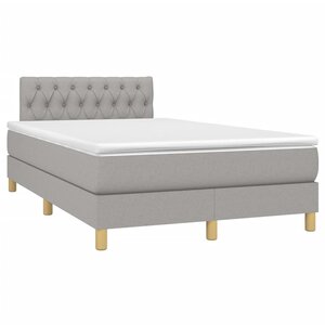 vidaXL Sommier à lattes de lit et matelas gris clair 120x190 cm tissu