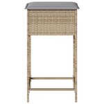 vidaXL Tabourets de bar jardin avec coussins lot de 2 beige poly rotin