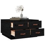 vidaXL Table basse Noir 80x80x45 cm Bois massif de pin