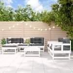 vidaXL Salon de jardin 7 Pièces Blanc Bois de pin massif