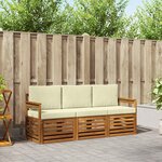 vidaXL Ensembles de canapés 3 pc Naturel et Crème Bois d'Acacia Massif