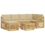 vidaXL Ensemble de canapés d'extérieur 7 Pièces Blanc et Beige Polyester