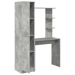 vidaXL Bureau avec rangement gris béton en bois d'ingénierie
