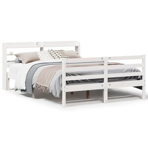 vidaXL Cadre de lit avec tête de lit sans matelas blanc 140x190 cm