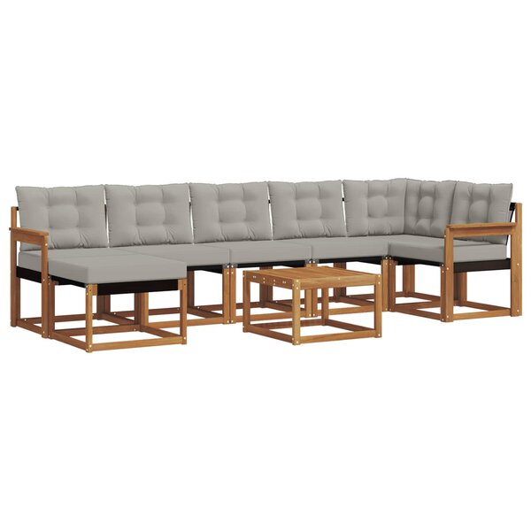 vidaXL Ensemble de canapés d'extérieur 8 pc Gris Naturel et Clair