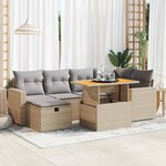 vidaXL Salon de jardin avec coussins 8 Pièces beige résine tressée acacia