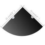 vidaXL Étagères d'angle 2 Pièces et supports chromés Verre Noir 25x25 cm