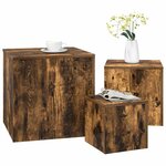 vidaXL Tables d'appoint 3 Pièces Chêne fumé Bois d'ingénierie