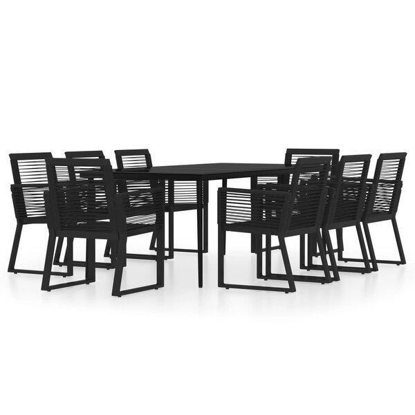 vidaXL Ensemble à manger de jardin 9 Pièces Noir