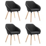 vidaXL Chaises à manger lot de 4 noir tissu