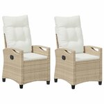 vidaXL Chaise de jardin 2 pc Beige et crème Acier et Polyester