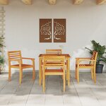 Ensemble de salle à manger de jardin 5 pièces en bois d'acacia solide