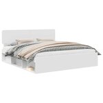 vidaXL Cadre de lit avec tête de lit Blanc 200 x 200 cm Pin massif