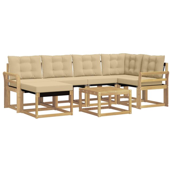 vidaXL Ensemble de canapés d'extérieur 7 pc Blanc et Beige