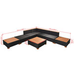 vidaXL Salon de jardin 8 Pièces avec coussins résine tressée noir