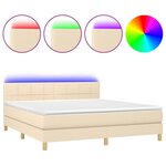 vidaXL Sommier à lattes de lit avec matelas LED Crème 180x200 cm Tissu