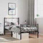 vidaXL Cadre de lit métal sans matelas avec pied de lit noir 100x190cm