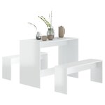 vidaXL Ensemble à manger 3 Pièces Blanc brillant Bois d'ingénierie