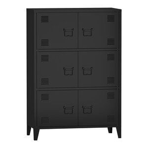 Armoire de bureau casier de bureau meuble de rangement pour salon bureau chambre atelier métallique acier 113 x 80 x 40 cm noir 03_0006325