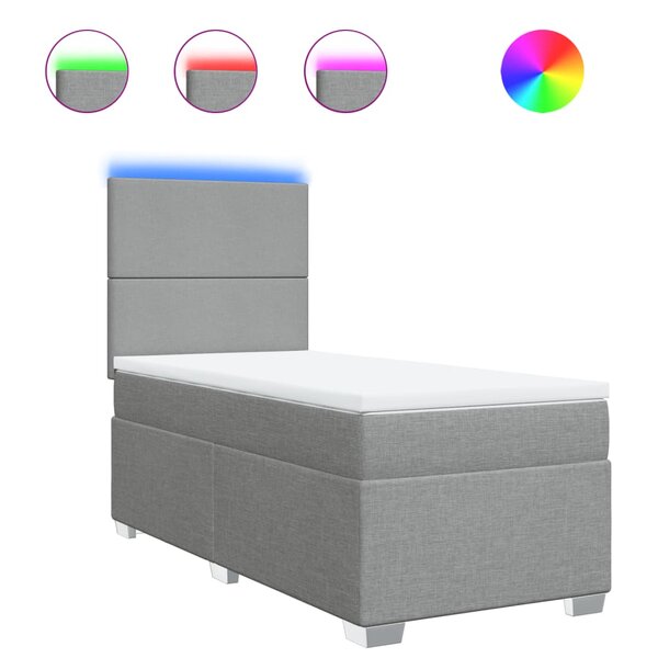 vidaXL Sommier à lattes de lit avec matelas Gris clair 100x200cm Tissu