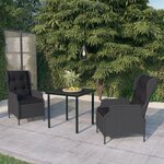 vidaXL Ensemble à manger de jardin 3 Pièces Gris foncé