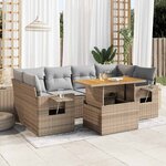vidaXL Salon de jardin avec coussins 7 Pièces beige résine tressée