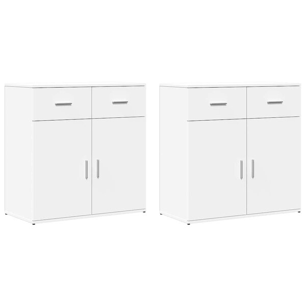 vidaXL Buffets 2 Pièces blanc 79x38x80 cm bois d’ingénierie