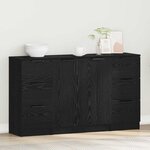 vidaXL Buffet 3 Pièces Chêne noir 121 x 30 x 70 cm Bois d'ingénierie