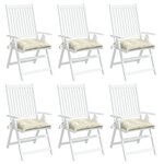vidaXL Coussins de chaise lot de 6 blanc crème 40x40x7 cm tissu oxford