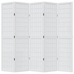 vidaXL Cloison de séparation 5 panneaux blanc bois de paulownia massif