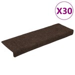 vidaXL Tapis d'escalier autocollants 30 pièces 65 x 21 x 4 cm Marron Bord rectangulaire