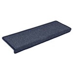 vidaXL Tapis d'escalier 15 pièces 65 x 21 x 4 cm Gris foncé et bleu Bord rectangulaire