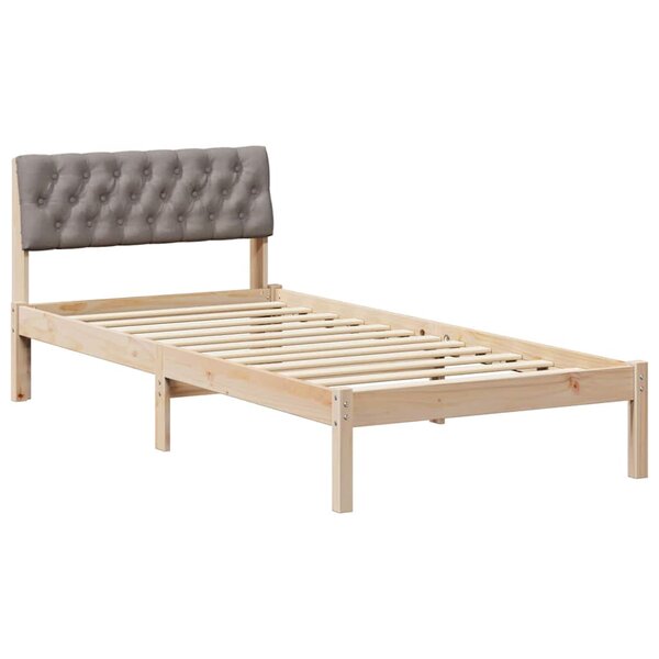 vidaXL Cadre de lit Marron et taupe 90 x 190 cm Bois massif en pin