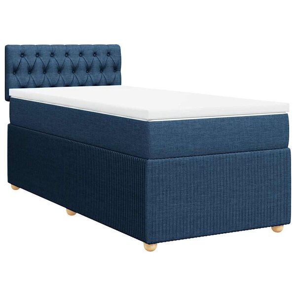 vidaXL Sommier à lattes de lit avec matelas Bleu 80x200 cm Tissu