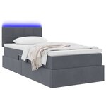 vidaXL Lit de rangement LED avec matelas Gris foncé 100 x 200 cm