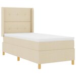 vidaXL Lit à ressorts avec bandes LED Crème 90 x 200 cm tissu