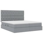 vidaXL Lit de rangement LED avec matelas Gris clair 200 x 200 cm Tissu