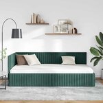 vidaXL Cadre de lit d'angle Vert foncé 100 x 200 cm Velours