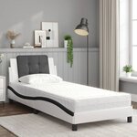 vidaXL Cadre de lit sans matelas Zadar blanc et noir 90x190 cm similicuir