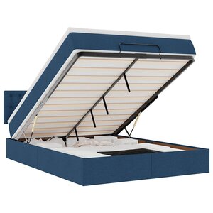 VidaXL Cadre de lit ottoman avec matelas bleu 140x200 cm tissu