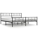 vidaXL Cadre de lit métal sans matelas avec pied de lit noir 180x200cm
